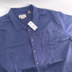 Oak Hill Big Tall 3XL Navy Blue Short Sleeve Button Up Shirt Fit By DXL